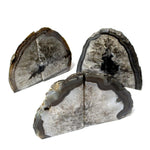 Black Agate Bookend Pair - 6 to 9 lb - Geode Bookend - Home Decor (RK1-24)