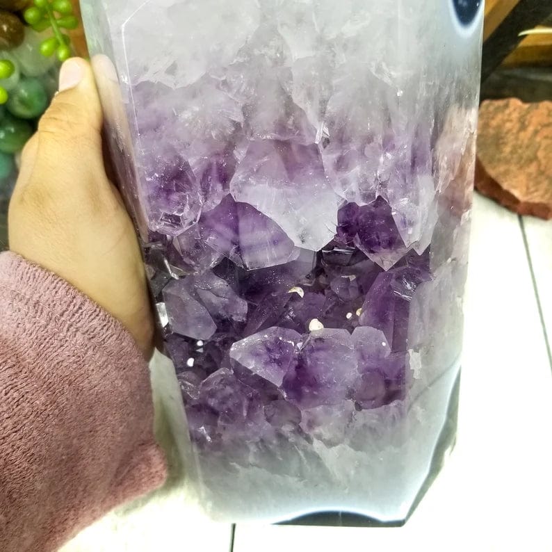 Amethyst Cut Base Cluster with Calcite -OOAK-(DOOAK-S30-20)