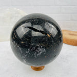 Black Tourmilated Quartz Sphere - OOAK - Polished