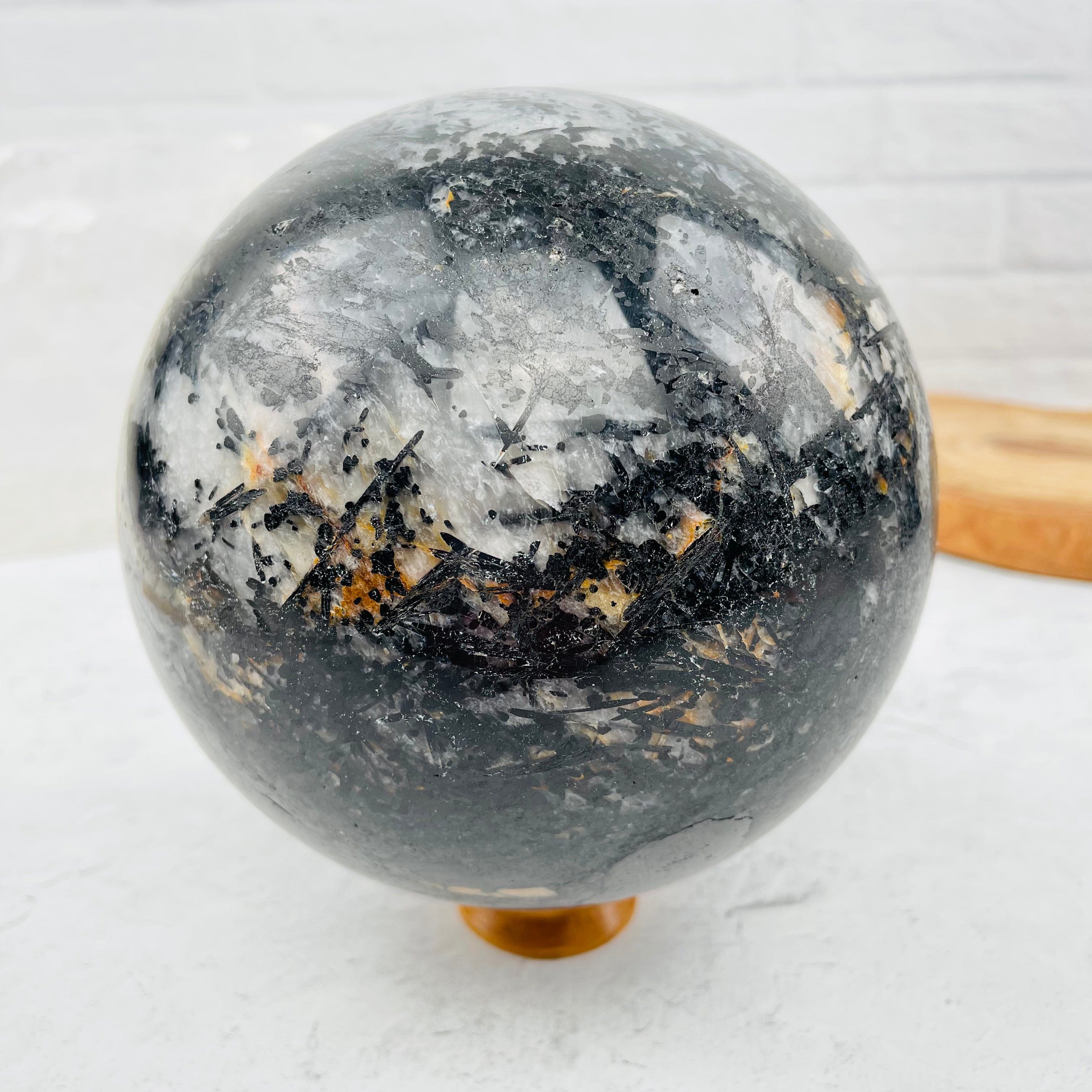 Black Tourmilated Quartz Sphere - Big- OOAK