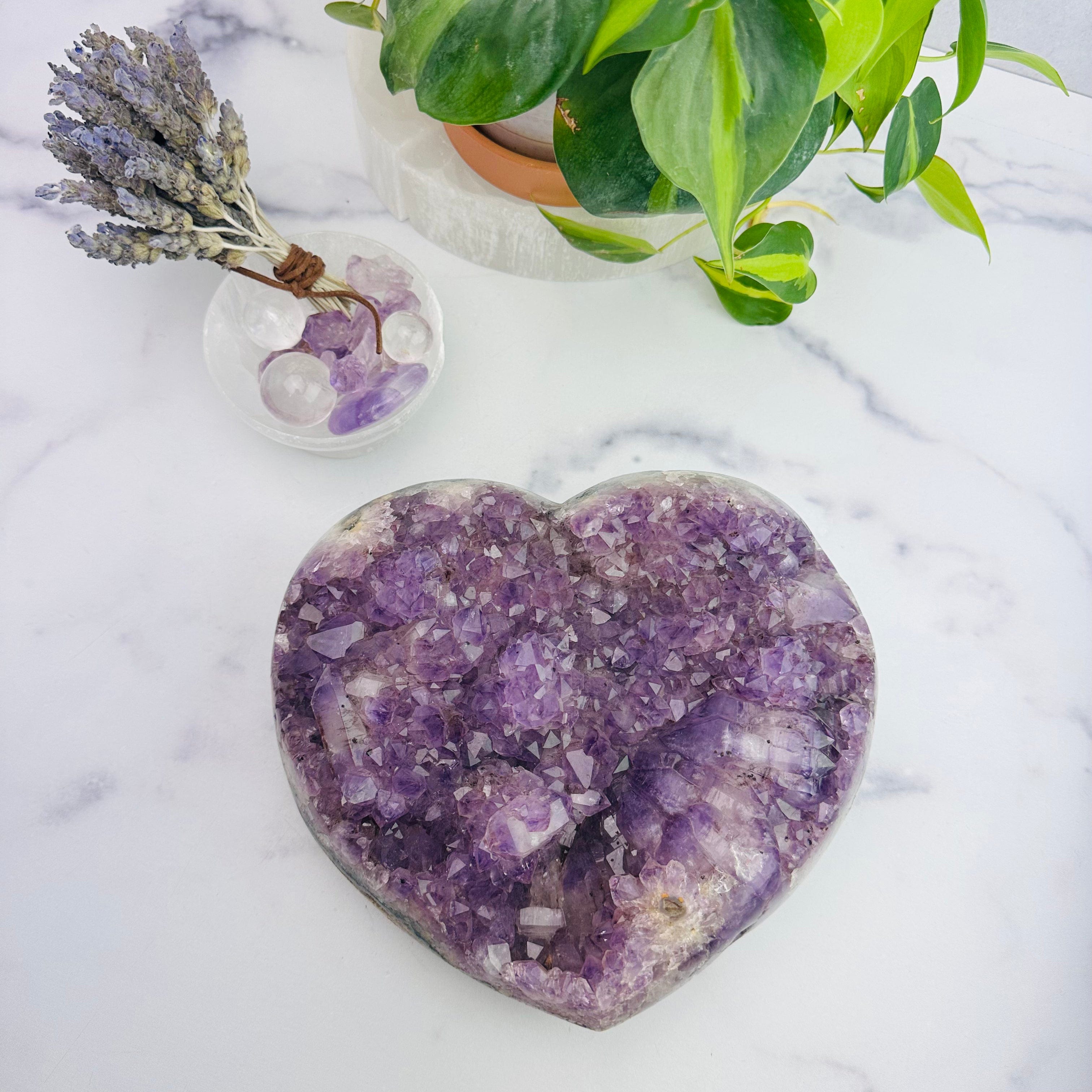 Amethyst Crystal Druzy Heart