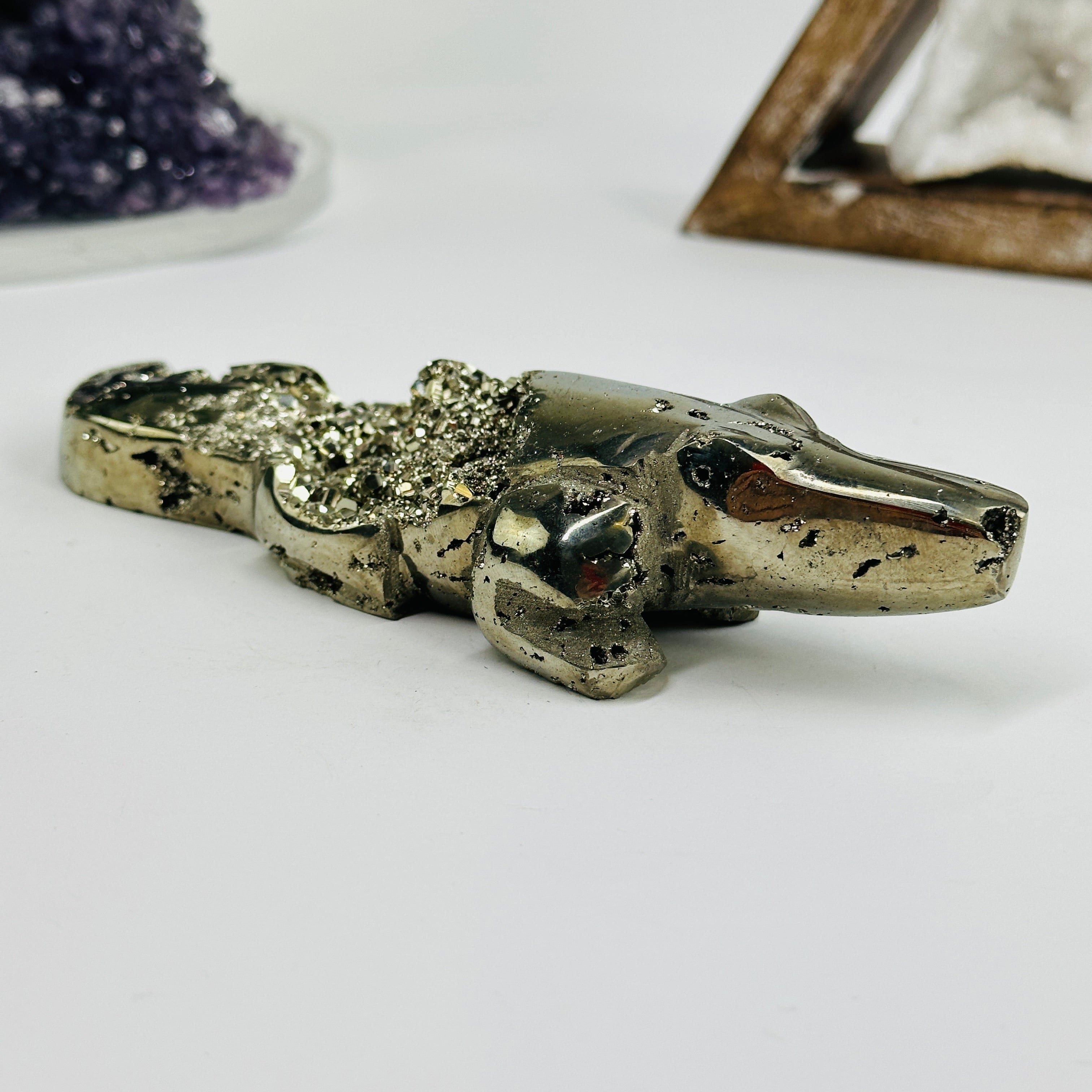 Pyrite Alligator Carving