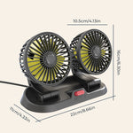 Dual Head Car Auto Cooling Air Circulator Fan