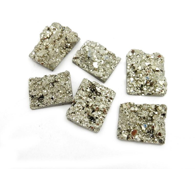 Pyrite Square Cabochon - Chakra Reiki Jewelry Supply - (RK35B29-04)